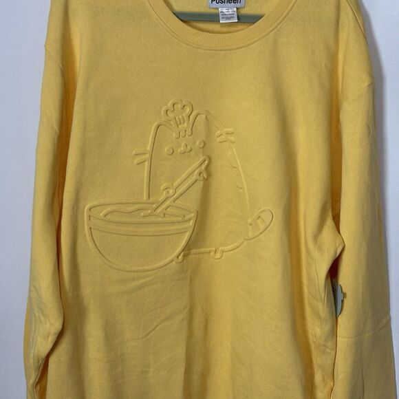 Pusheen 3D Cooking Baking Cat Yellow Long Sleeve Comfort Sweatshirt Sz 2XL - Picture 2 of 8